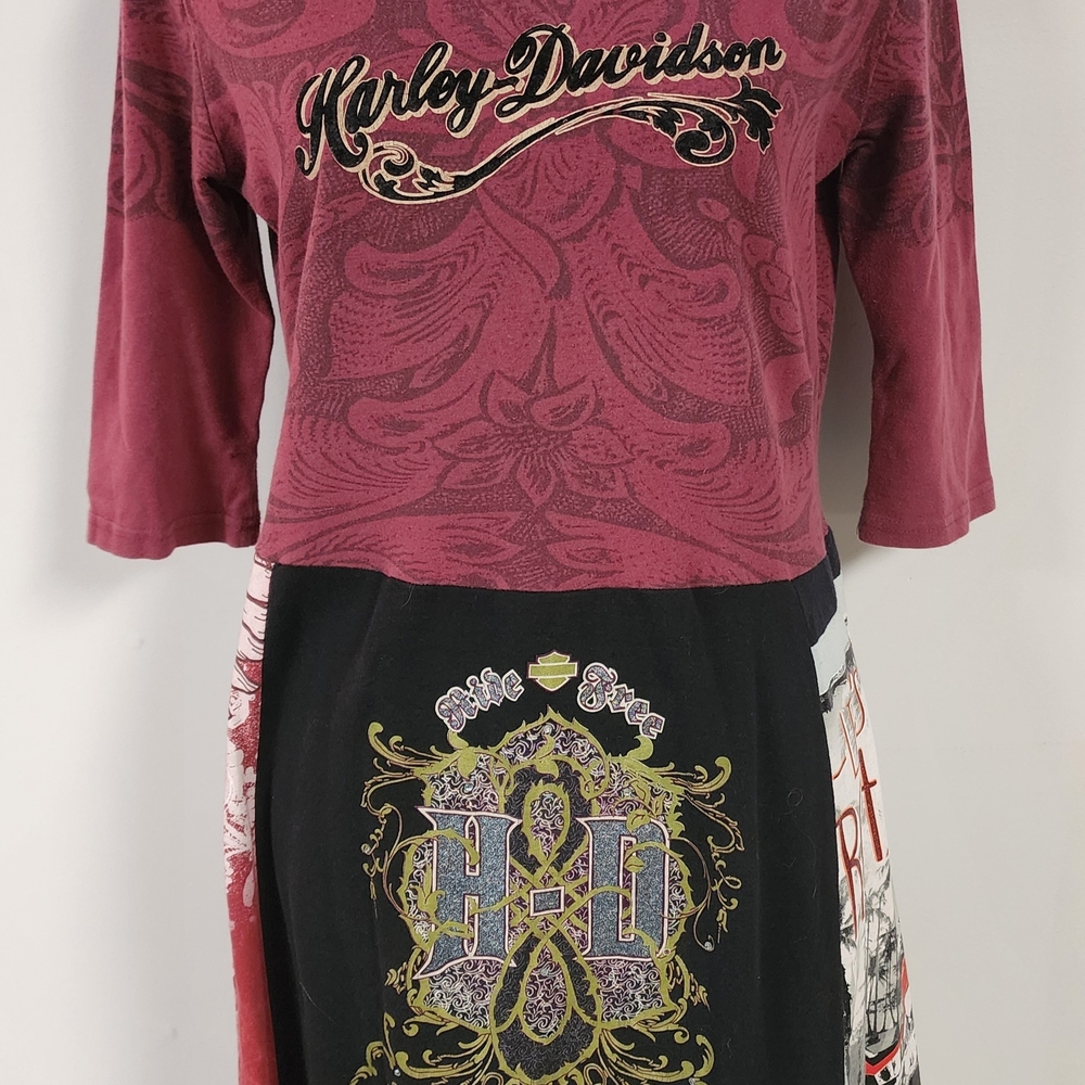 Harley-Davidson Burgundy and Black Graphic Dress